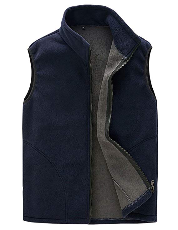 Jenkoon Men's Full Zipper Cozy Soft Versatile Mountain Fleece Vest