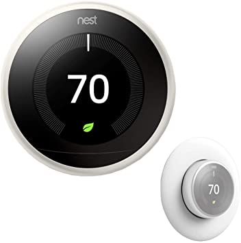 Nest Google Google T3017US Learning Thermostat (3rd Generation, White) Bundle with Deco Essentials Wall Plate Cover Thermostat 1st, 2nd, 3rd Generation Models