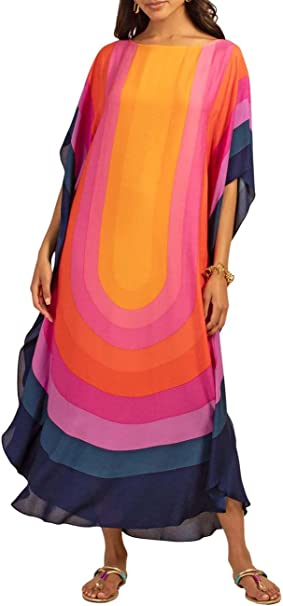 Bsubseach Women Beachwear Turkish Kaftans Long Swimsuit Cover up Caftan Beach Dress