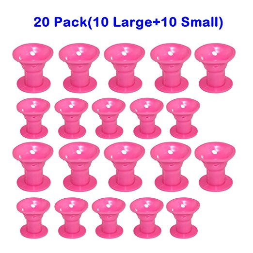 EZGO 20 Pieces Magic Hair Care Curler No Clip Silicone Soft Hair Style Roller, Pink