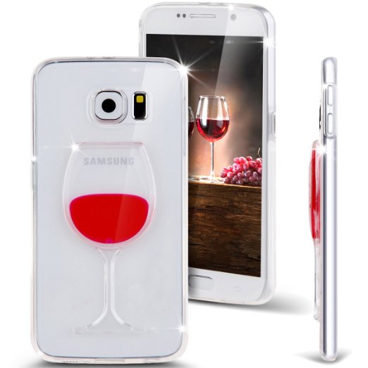 Galaxy S6 Case, ikasus(TM) Galaxy S6 [Red Wine Case], Galaxy S6 [Liquid Case],, Soft Creative 3D Design Flowing Liquid Red Wine Glass Design Clear Back TPU Case Cover for Samsung Galaxy S6 G920 (2015 Version) (Red Wine Glass : Red)