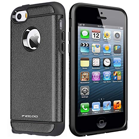 Case for iPhone 5s, High Impact Heavy Duty Armor Hybrid Dual Layer Hard PC Outer Shell and Soft TPU Inner Defender Bumper Protective Case for Apple iPhone 5 5S SE (Black)