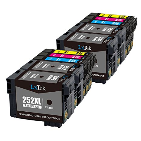 LxTeK Remanufactured Ink Cartridge Replacement Set For Epson 252 252XL High Yield (4 Black|2 Cyan|2 Magenta|2 Yellow) 10 Pack Compatible With Workforce WF-3620 WF-3630 WF-3640 WF-7620 WF-7610 WF-7110