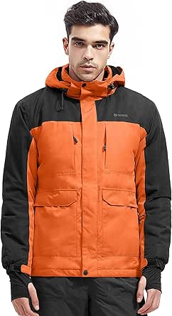 FREE SOLDIER Men's Waterproof Ski Jacket Fleece Lined Warm Winter Snow Coat with Hood Fully Taped Seams