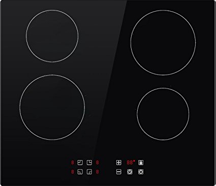 Empava 24" Built-in Touch Control Tempered Glass Electric Cooktop, 6000W, 220V, Black