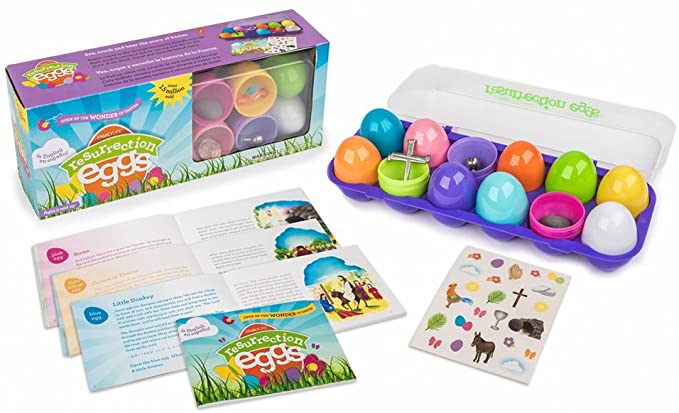Family Life Resurrection Eggs - 12-Piece Easter Egg Set with Booklet and Religious Figurines Inside - Tells The Full Story of Easter