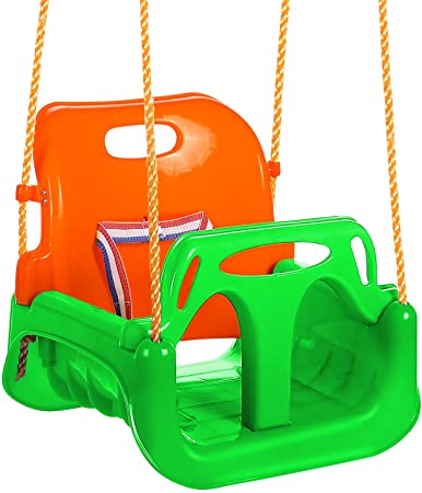 ANCHEER 3-in-1 Toddler Swing Seat Infants to Teens, Detachable Outdoor Toddlers Children Hanging Seat (Green Orange)