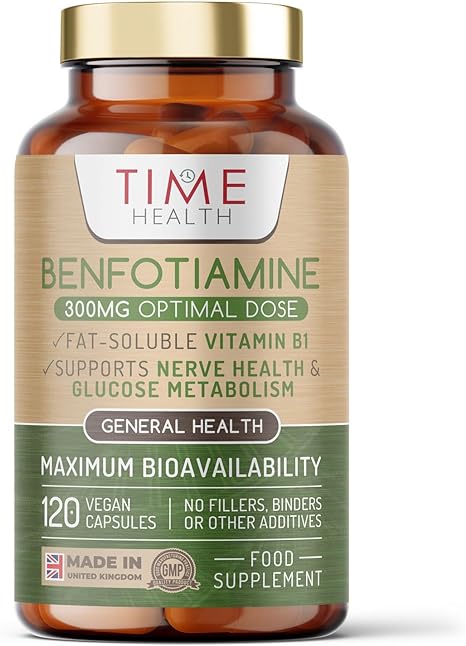 New: Benfotiamine - 300mg x 120 Capsules - Fat Soluble Vitamin B1 (Thiamine) - &gt;98% Purity - UK Made Supplement - GMP Standards - Zero Additives