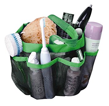 Attmu Mesh Shower Caddy, Quick Dry Shower Tote Bag Oxford Hanging Toiletry and Bath Organizer for Shampoo, Conditioner, Soap and Other Bathroom Accessories, Green