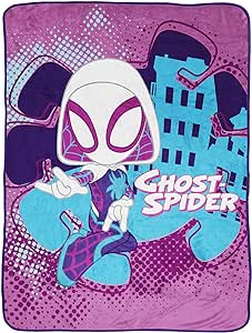 Marvel Spidey and His Amazing Friends Ghost Spider Gwen Throw Blanket - Measures 46 x 60 inches, Kids Bedding Features Gwen Stacy - Fade Resistant Super Soft Fleece (Official Product)