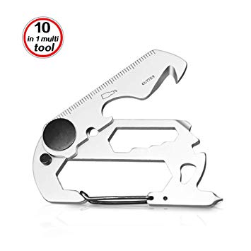 Stainless Steel 10 in 1 Everyday Carry Keychain Mini Multi Tool for Camping Hiking Backpacking Survival Emergency Travel Homestead Indoor and Outdoor