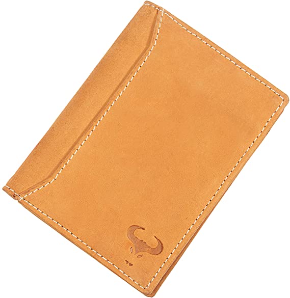 Genuine Leather Bifold Wallet for Men - Slim Design - Front Pocket Purse - RFID (Tan)