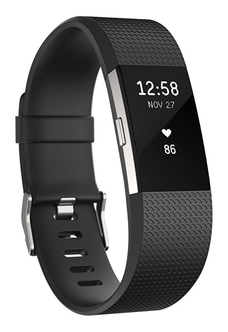 Fitbit Charge 2 Heart Rate Plus Fitness Wristband, Black, Small