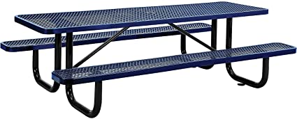 Global Industrial 8' Rectangular Picnic Table, Surface Mount, Blue (96" Long)