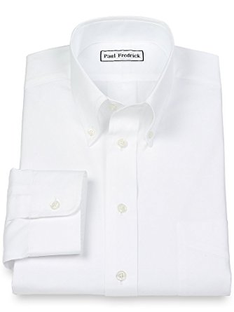 Paul Fredrick Men's Pinpoint Button Down Collar Button Cuff Dress Shirt