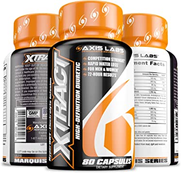 Axis Labs | Xtract High-Definition Diuretic | Rapid Water Loss | Reduce Bloating | Competition Strength for Men and Women | Bodybuilders and Fitness Models | 20 Servings Per Bottle | 80 Capsules