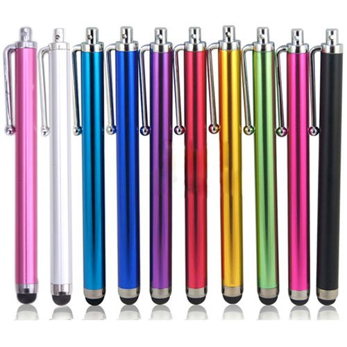 HDE 10 pc Rainbow Set of Capacitive StyliStylus Pens for Touch Screen Tablets iPad 4 5 Air Xoom Galaxy HDX Smartphones