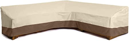 Delxo Sectional Sofa Cover Waterproof - 100% UV & Weather Resistant PVC Coated, V-Shaped, Beige