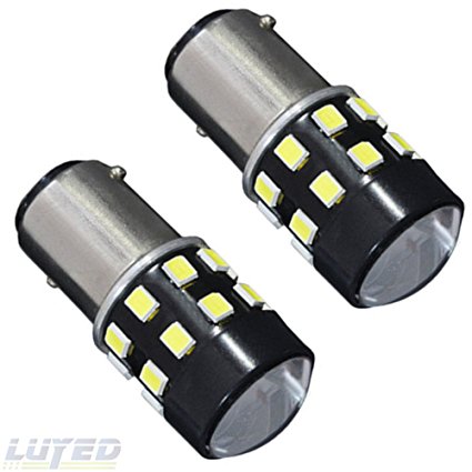 LUYED 2 x 600Lumens Super Bright Low Power 1156 2835 24-EX Chipsets Lens 1156 1141 1003 7506 LED Bulbs Used For Back Up Reverse Lights,Brake Lights,Tail Lights,Rv lights,Xenon White