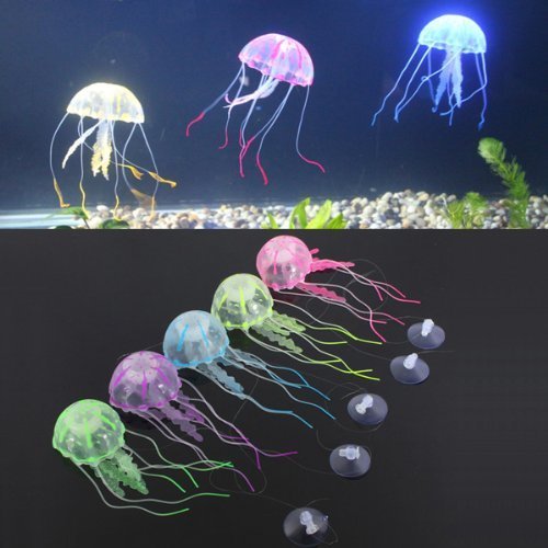 Lesypet 5pcs Glowing Artificial Jellyfish Ornament For Aquarium Fish Tank