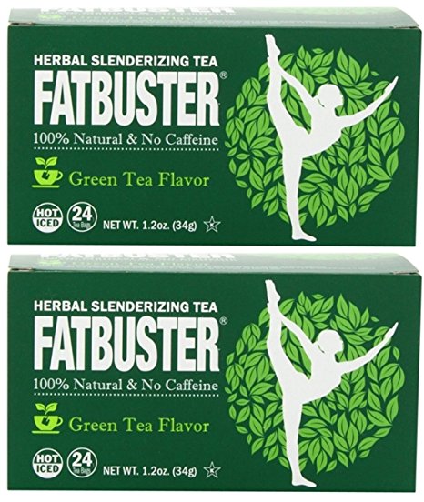 Fatbuster Herbal Slenderizing Tea Green Tea Flavor - Weight Loss Diet Tea, 24-Count Tea Bags (Pack of 2) (Green Tea)