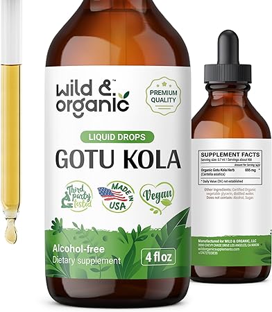 Gotu Kola Drops - Organic Gotu Kola Herb Liquid Extract - Centella Asiatica Tincture - Vegan, Alcohol Free - 4 fl oz