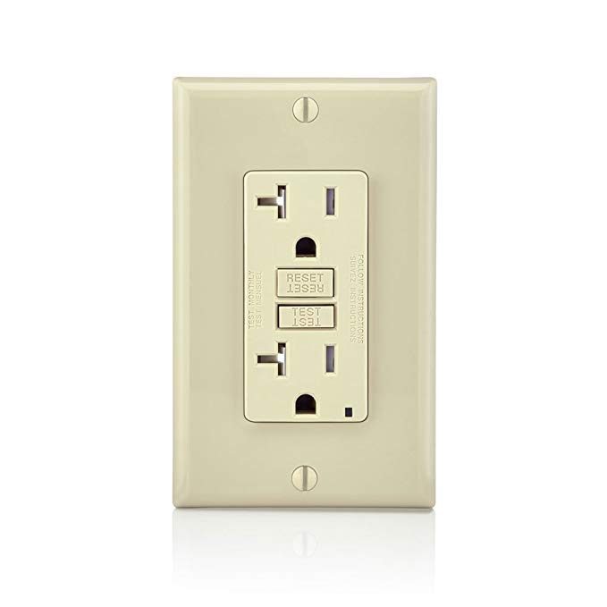 Leviton GFTR2-I SmarTest Self-Test SmartlockPro Slim GFCI Tamper-Resistant Receptacle with LED Indicator, 20-Amp, Ivory