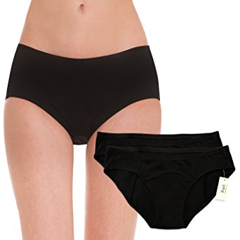 Hesta Women's Organic Cotton Period Menstrual Sanitary Protective Panties Underwear/3Pack