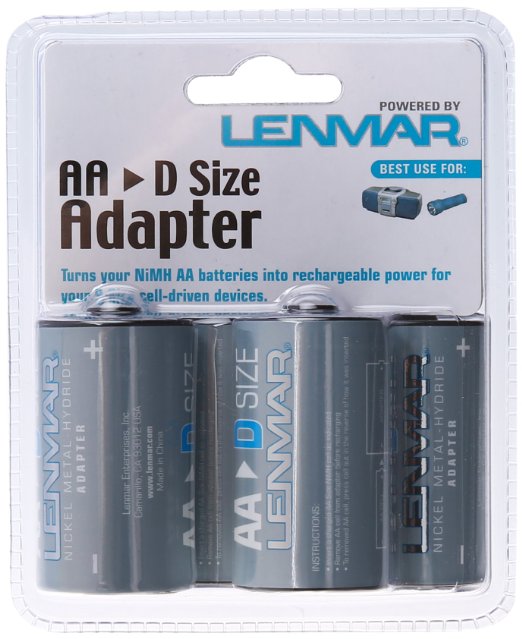 "D" Size Battery Shell Adapter for AA Batteries By Lenmar