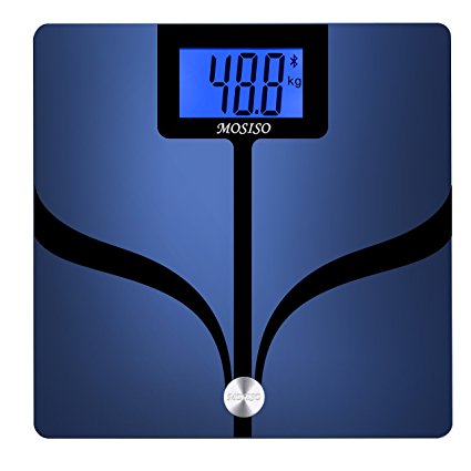 Mosiso - Bluetooth Body Fat Digital Scale with FREE App for iPhone, iPad, iPod and Android smart phones and tablets - Measures 8 Parameters: Body Weight, Body Fat, Body Water, Muscle Mass, BMI, BMR(KCAL), Bone Mass and Visceral Fat - 4.3" backlit LCD display - High Sensitivity ITO Top, CF351BT - (Body Composition Analyzer, Smart Body Analyzer)