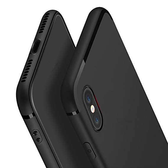 Compatible with iPhone X Case, iPhone Xs Case, OTOFLY Ultra Thin Protective Case Simple Stylish Slim Fit Soft TPU Matt Cover Non-Slip Grip Scratch Resistant Black