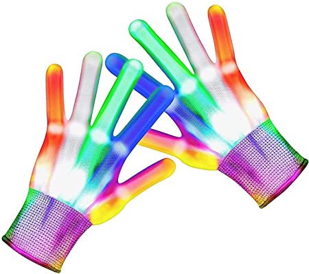 GlowGeek Flashing LED Light Gloves, Cool Fun Toys for 3-16 Year Old Boys Girls, Flashing LED Light Gloves Glow Gloves Autism Toys for Age 3-15 Boys Girls Birthdays Halloween Christmas Carnival Gifts