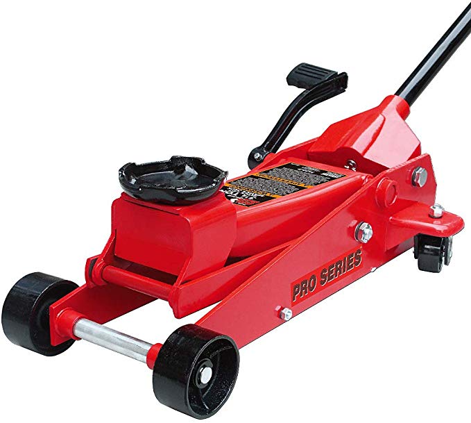 Torin Big Red Quick Lift Heavy Duty Floor Jack with Foot Pedal: Single Piston Pump, 3.5 Ton Capacity