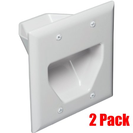 Datacomm 450002WH-2 2 Gang Recessed Low Voltage Cable Plate- 2 Pack