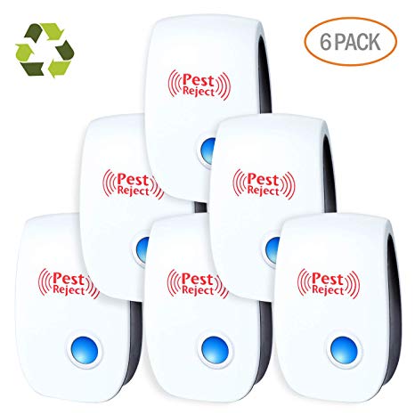 MUCH Ultrasonic Pest Repellent, Portable Plug, Electronic and Ultrasound, Best Controller to Insects, Mosquitoes, Roaches, Spiders, Ants, Rats, Bugs, Eco Friendly Safe for Human & Pets (Pack of 6)
