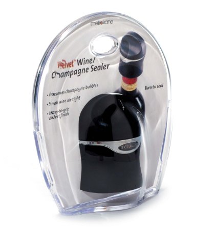 Metrokane Champagne and Wine Sealer (Velvet Black)