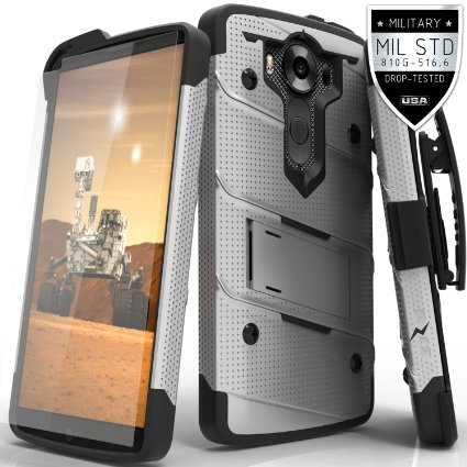 Zizo Bolt Cover For LG V10 [.33mm 9H Tempered Glass Screen Protector] Dual-Layered [Military Grade] Case Kickstand Belt Clip