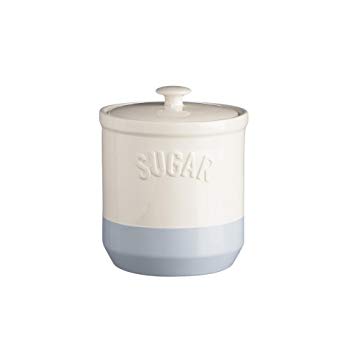 Mason Cash Bakewell Stoneware Sugar Jar, 34-Fluid Ounces, Cream, Blue