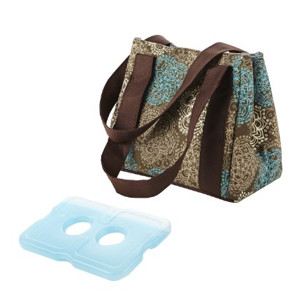 Fit & Fresh Ladies Venice Insulated Lunch bag with Ice Pack, Magnetic Closure, Teal Floral