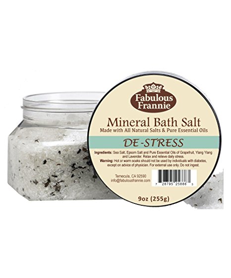 De-Stress Therapeutic Mineral Bath Salt - 9oz Made with Pure Essential Oils