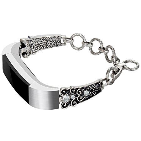 For Fitbit Alta HR and Fitbit Alta Bands, Somoder Vintage Chain Jewelry Bracelet with Rhinestone Bling for Fitbit Alta HR and Fitbit Alta, Ajustable 5.5" - 8.1"