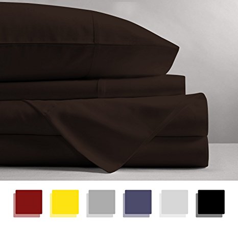 Mayfair Linen 600 Thread Count 100% Cotton Sheets - Chocolate Long-staple Cotton King Sheets, Fits Mattress Upto 18'' Deep Pocket, Sateen Weave, Soft Cotton Bed Sheets and Pillowcases