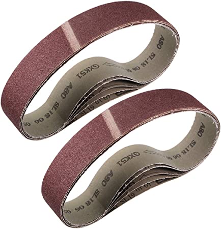 uxcell 2" x 27" 80 Grit Sanding Belt Aluminum Oxide Sandpaper Belts for Portable Strip Sander Wood Finishing Metal Drywall Polishing Sharpening 10pcs