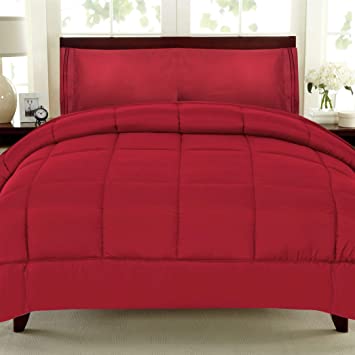 Sweet Home Collection White Goose Down Alternative Comforter, Burgundy, King