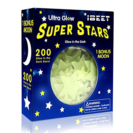 200 PCS Glow in the Dark Stars, Removable Wall Stickers with Adhesive Dots No Marks Left, Bedroom Décor for Kids, Luminous Stickers for Party, Gifts for Birthday, Reusable Ceiling Decals