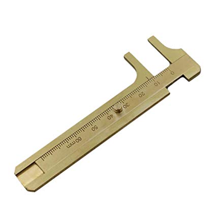 Brass Caliper, Lily's Gift 80mm Gauge Vernier Pocket Caliper for Bead Wire Jewelry Measuring (Double Scale)