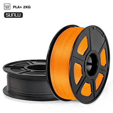 PLA  Filament 3D Printer Filament,2kg Spool (4.4 lbs) 1.75mm,Dimensional Accuracy  /- 0.02 mm, 2 Packs (Black   Orange) by SUNLU