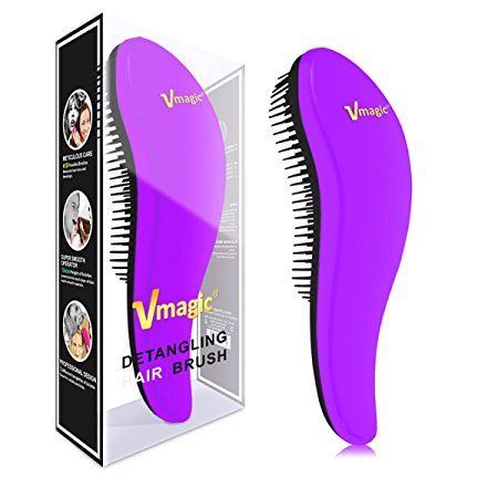 VMAGIC High Quality Detangling Brush - glide the Detangler Brush through Tangled hair - Best Brush / Comb for Women, Girls, Men & Boys - Use in Wet and Dry Hair (PURPLE)