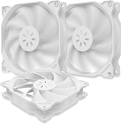 uphere 120mm White Case Fan Long Life for PC Computer Case Cooling 3-Pack(12WT3-3)
