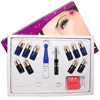 Hot Sale! 8 IN 1 Eyelash Lashes Eye Lash Curling Perming Curler Extra Longer Glue Perm Solution Tools Box Kit Set B-26